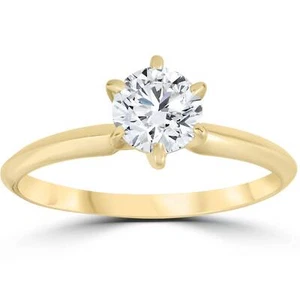 14k Yellow Gold 1ct Round Solitaire Diamond Engagement Ring - Picture 1 of 5