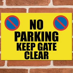 KEEP GATE CLEAR (Yellow) Metal Signs Warning Car Park Garage No Parking Plaque - Picture 1 of 3