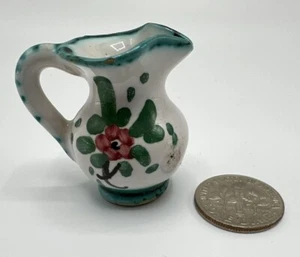 Vintage Miniature Creamer Syrup Pitcher Handpainted Floral Design Italy - Picture 1 of 10