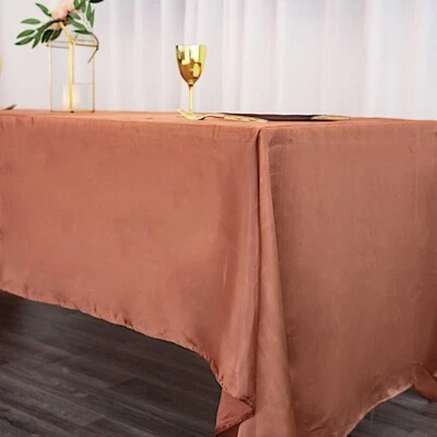 60x126-Inch RECTANGULAR SATIN TABLECLOTH Dinner Wedding Party Linens Decorations - Image 1 of 2