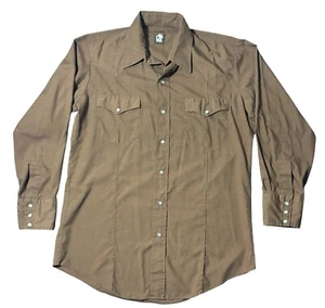 VTG Karman Bisson Brown Mens Shirt 15-15 1/2 Western Pearl Snap USA Cowboy - Picture 1 of 8