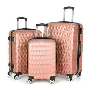 Hard Shell PC+ABS Cabin Suitcase 4 Wheel Travel Luggage Case 3 Piece Set - Picture 1 of 10