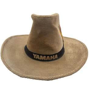 Vintage Yamaha Corduroy Cowboy Hat Feather Band Small - Picture 1 of 9