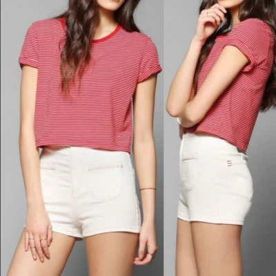 Urban Outfitters BDG Braided Pocket Pinup Shorts High Waisted White Womens Sz 26 Foto 1 de 4