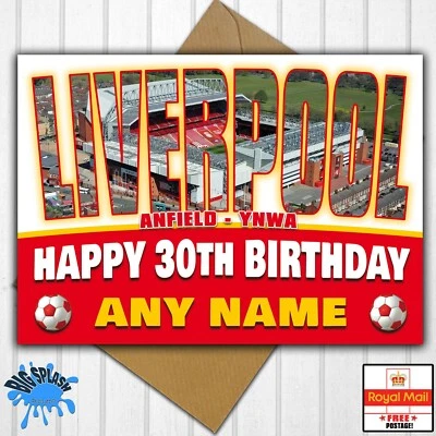 Liverpool FC Personalised Birthday Card Any Name OR Relative Age 30th 40th 50th