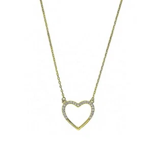 Collar Colgante Dije Corazón Diamante Pavimentado Oro 14K Joyería Fina - Nuevo Ar - Imagen 1 de 3