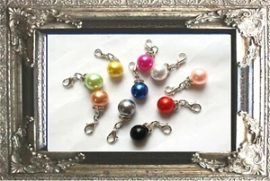 CHARM ANHÄNGER PERLE SCHMUCKSTEIN FARBWAHL 10mm mit 925er SILBER Karabiner KETTE - Bild 1 von 13