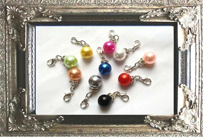 CHARM ANHÄNGER PERLE SCHMUCKSTEIN FARBWAHL 10mm mit 925er SILBER Karabiner KETTE - Bild 1 von 2