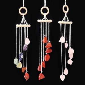 Irregular Raw Crystal 7 Chakra Gemstone Hanging Ornament Healing Reiki Ornament - Picture 1 of 20