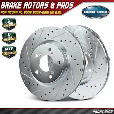 Front Drilled Brake Rotors for Acura RL 2005 2006 2007 2008 2009 2010 2011 2012 - Image 1 of 4