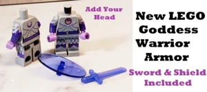Nuevo LEGO Diosa Guerrero Mujer Curvas Púrpura Escudo Transparente Espada Luna Media Luna - Imagen 1 de 2