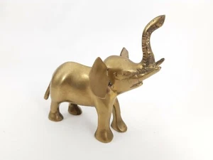 Vintage Handmade Brass Elephant Figure Figurine 6" x 5.5" x 3.5" - lt1 - Picture 1 of 7