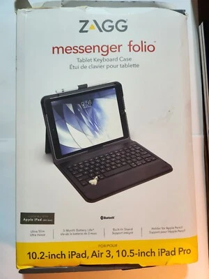 ZAGG Keyboard Messenger Folio, Charcoal - For Apple iPad 10.2", Air 3, 10.5" Pro - Image 1 of 3