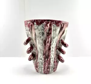 Jarrón pellizcado de cerámica artística italiana FF Fancillacci lazos vintage de 6" x 5,25" pulgadas - Imagen 1 de 9