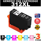 3X Generic 312 312Xl Black Ink Cartridge For Epson Xp8500 Xp8600 Xp8700 Xp15000