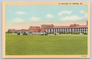 Kaserne Ft. Benning GA Georgia Vintage Leinen Postkarte - Bild 1 von 2