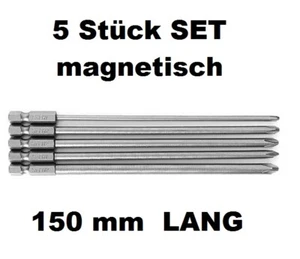 5 tlg Kreuzschlitz Set 1/4" PH1 PH2 LANG 150mm Sechskant Bit Kreuz S2 Hex - Bild 1 von 4