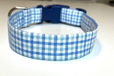Blue Plaid Boy Dog Collar - Dog Collar - Image 1 of 4