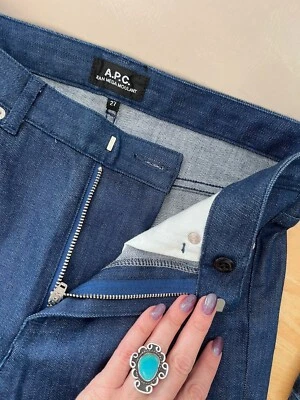 NOVO $235 APC A.P.C. Jeans Jean Mega Moulant cintura alta com zíper no tornozelo slim tamanho 27 (4) - Imagem 1 de 4