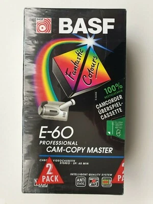 BASF E-60 Cam-Copy Master 2-Pack VHS Leerkassetten NEU OVP Cassette Tape - Bild 1 von 3