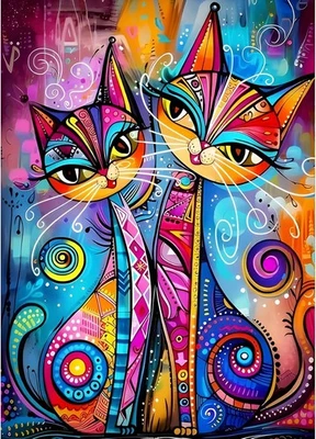 GDYEEH Colourful Cats Diamond Painting Adults, 5D Abstract Cats Diamond Art