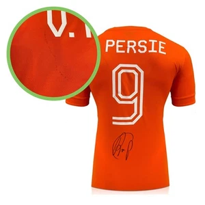 Robin Van Persie signiertes Original Holland 2014-15 Heim Fußballtrikot. Beschädigt B - Bild 1 von 5