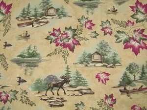 3 YARDS CANOE COUNTRY BY HOLLY TAYLOR FOR MODA FABRICS #6202 MOOSE CABIN LEAVES - Picture 1 of 5