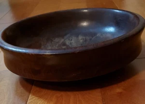 Holzschüssel braun rund 10,5" Durchmesser 3" hoch massiv gebogen Salat-/Obstschüssel 42 Unzen - Bild 1 von 8