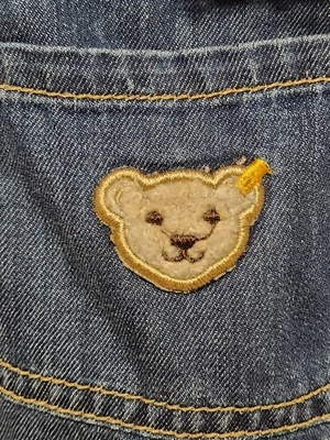 Mono bebé Steiff vintage RARO | Denim alemán ligero con etiqueta de peluche icónica Foto 1 de 4