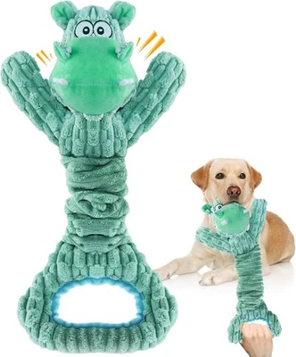 Dog Toy for Aggressive Chewers：Large Plush Toys with Squeaker to Green  - Image 1 of 4