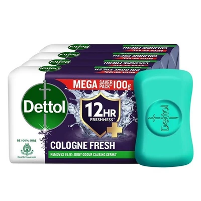 Barra de jabón de baño fresco Dettol Cologne con 12 horas de frescura paquete de 4 100 g Foto 1 de 4