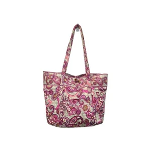 Vera Bradley Tote Bag Womens Large Pink Paisley Quilted Shoulder Purse Floral - Picture 1 of 8
