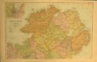 1912 LARGE ANTIQUE MAP ~ IRELAND NORTH ~ ENVIRONS BELFAST