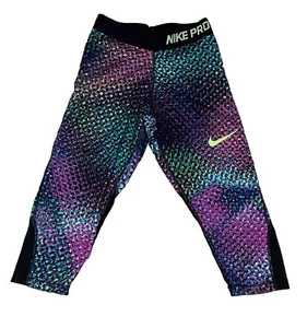 Girls Nike Pro Dri Fit Capri Leggings Pink Black Medium (C10) - Picture 1 of 10