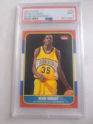 Fleer Kevin Durant 1986 Retro Rookie RC #143 PSA 9 Supersonics 2007-08 como nuevo Foto 1 de 2