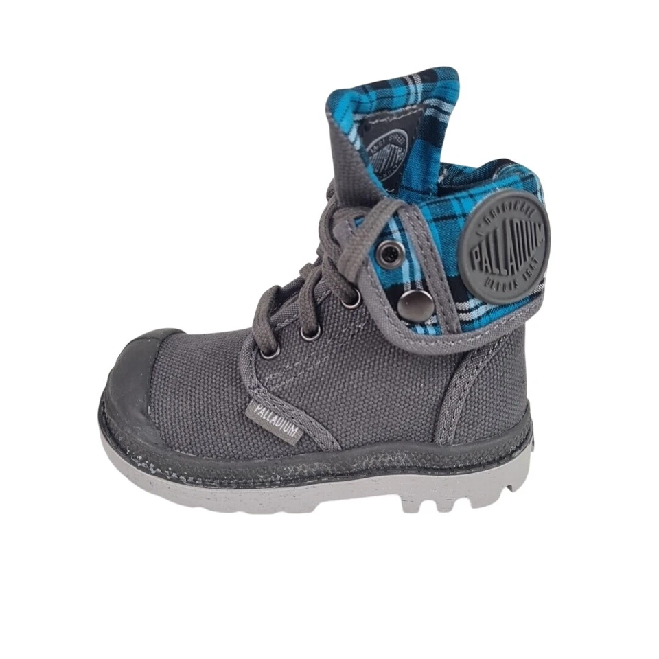 Palladium Toddlers 22353043 Baggy Hi Infants Boots Metal Vapor Canvas Gray Sz 8