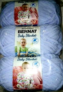 Bernat Baby Blanket Yarn Lot of 3 Skeins BABY BLUE #6 Super Bulky - Picture 1 of 1