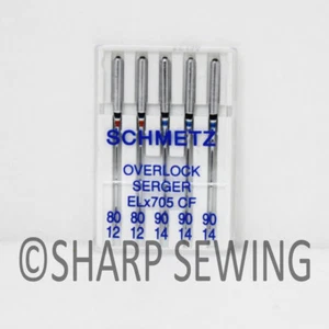 5 SCHMETZ NEEDLES OVERLOCK SERGER ELX705-CF ASSORTMENT CHROME FINISH ELNA SERGER - Picture 1 of 1