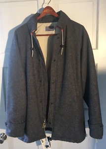 VTG PENDLETON WOOL JACKET MENS LARGE GRAY BUTTON UP/ZIP WINTER COAT USA NEW - Picture 1 of 20