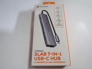 HYPERDRIVE SLAB 7-in-1 USB-C Hub for Windows PC, Mac, and Chromebook NEW - Picture 1 of 3