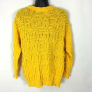 Vintage Yellow Oversized Chunky Cable Knit Lord And Taylor Sweater Mens XL - Picture 1 of 6