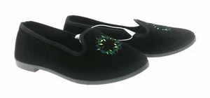 Gehäkelter schwarzer Damen-Weihnachtskranz Slipper flache Schuhe lässig bequem Größe 5 - Bild 1 von 4