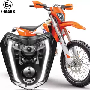 Enduro Dirt Bike LED Headlight DRL For EXC XCW 250 350 450 500 SMC-R 690 2017-24 - Picture 1 of 11