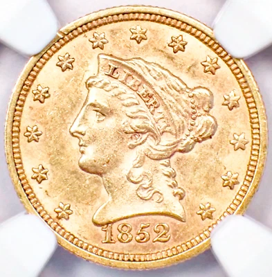 1852 Liberty Gold Quarter Eagle $2.50 Coin - NGC Uncirculated Details (UNC MS) - Image 1 of 4