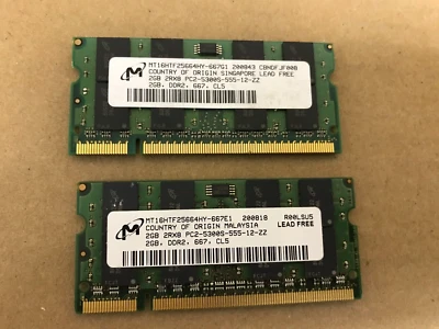 4GB 2x2GB PC2-5300S Panasonic Toughbook 19 Mk2 Cf-19F 19 Cf-19Chgaxbm Memory RAM - Image 1 of 2