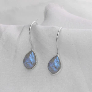 Rainbow Moonstone Earring Gemstone Earring 925 Sterling Silver Earring - Picture 1 of 3