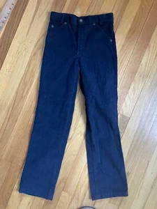 VTG 80s Kids Corduroy Pants Navy Blue USA 24x26 Straight Leg - Picture 1 of 7