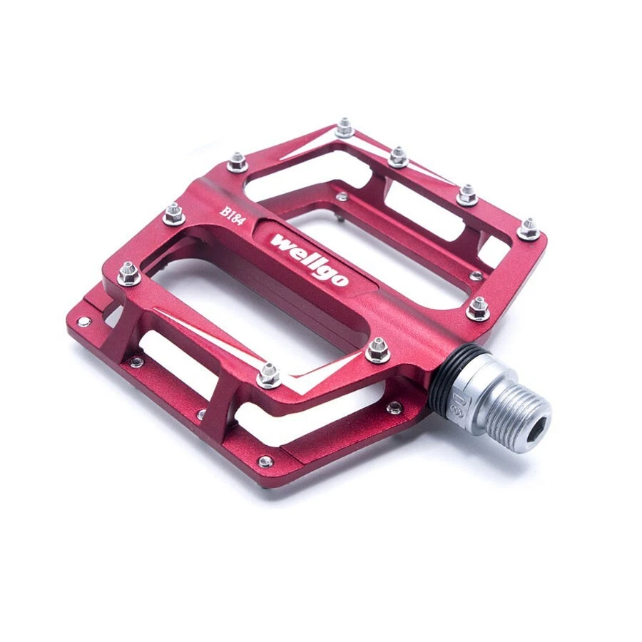 Wellgo B184 Platform Pedals, Aluminum 6061 CNC, 9/16", Red - 1 pair - Image 1 of 1
