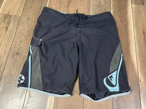 Quiksilver Swim Trunks Mens 38 Blue Bathing Suit Board Shorts Embroidered - Picture 1 of 13