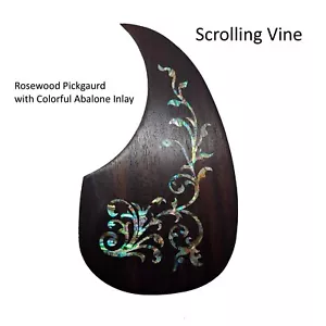 Solid Rosewood Pickguard with Abalone Vine Inlay - Picture 1 of 14